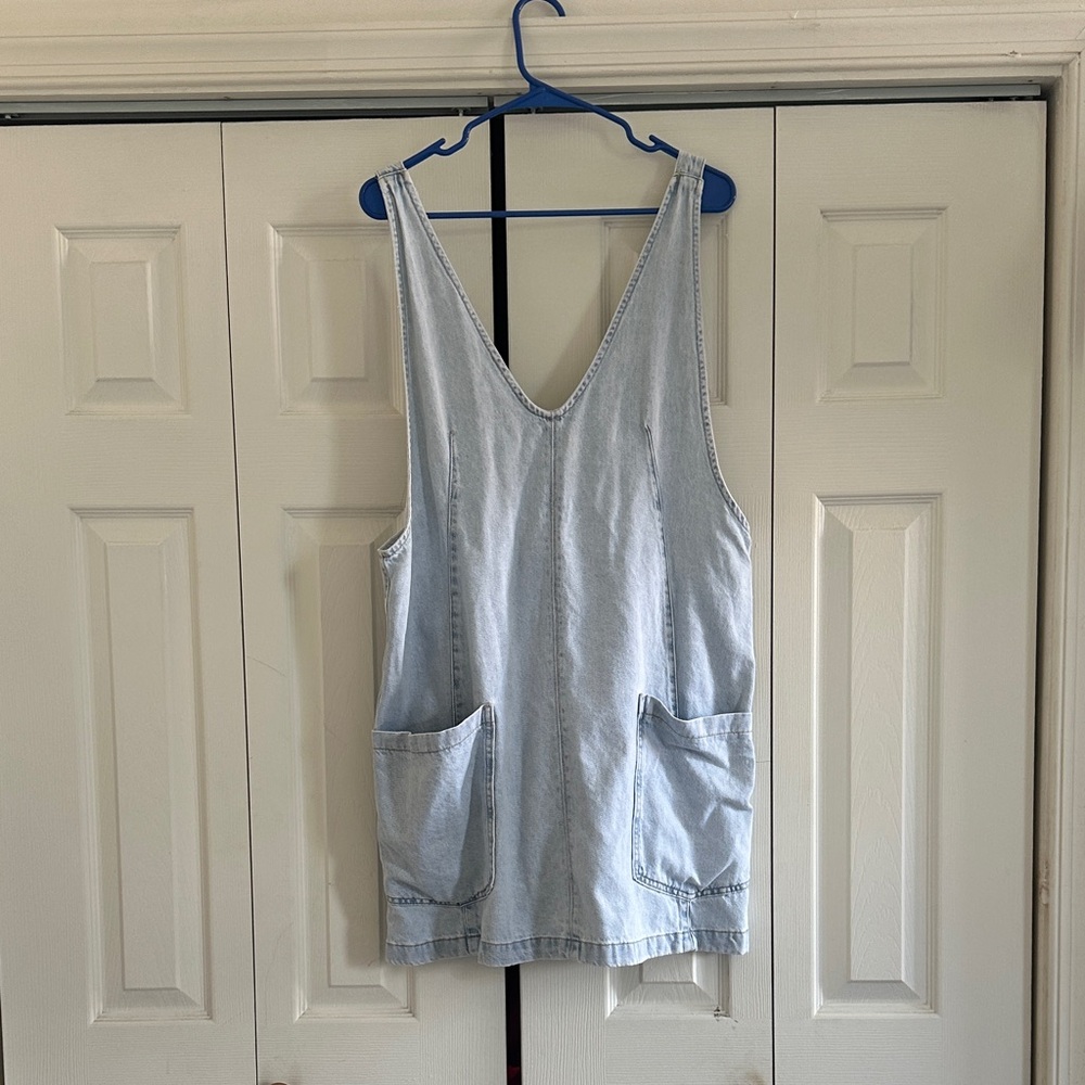 We The Free Light Blue Denim Overall Dress
